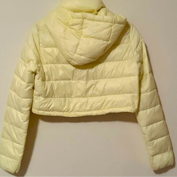 ZARA Women's Short Yellow Hooded Puffer Jacket New Medium - Picture 4 of 9